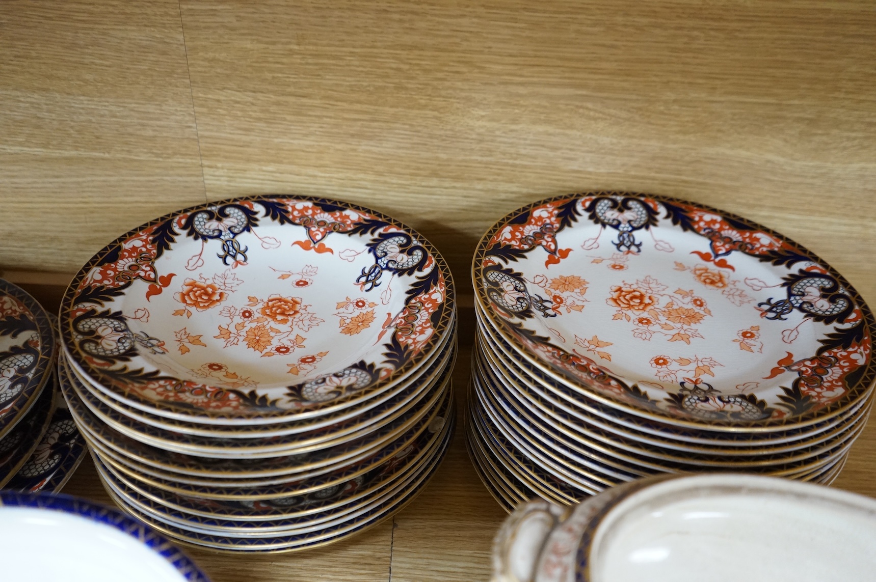 A large Victorian Royal Crown Derby pottery dinner service